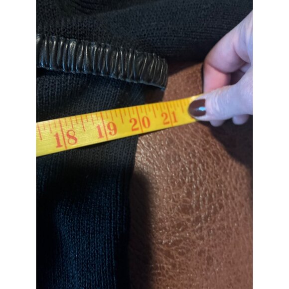 Annette Görtz XL Black Knit Wool Blend Cardigan With Leather Trim - Picture 8 of 9